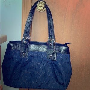 Navy and sparkly black Coach bag